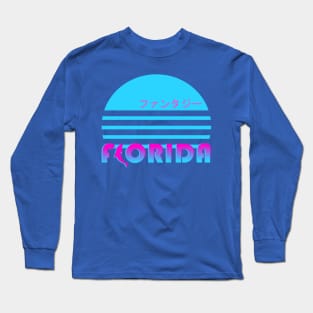 Vaporwave Florida Kanji Retro 80s 90s Long Sleeve T-Shirt